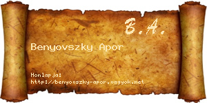 Benyovszky Apor névjegykártya